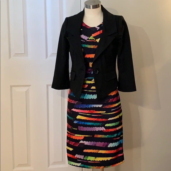 TAHARI SLEEVELESS MULTICOLOURED DRESS - Picture 2 of 8